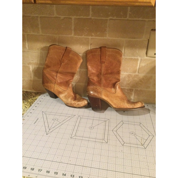 Women's Wrangler Brown Leather Cowboy Boots Size 6.5 - Picture 1 of 5